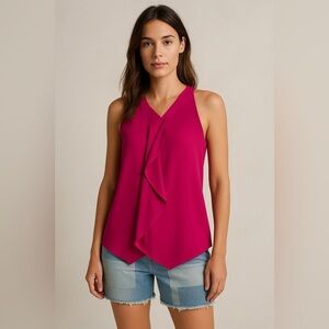 The Limited Magenta Sleeveless Ruffle Detail Blouse Top Size Small